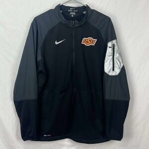 Nike Gray Dri-fit Oklahoma State Buckeyes OSU Windbreaker Medium Jacket‎ Zip